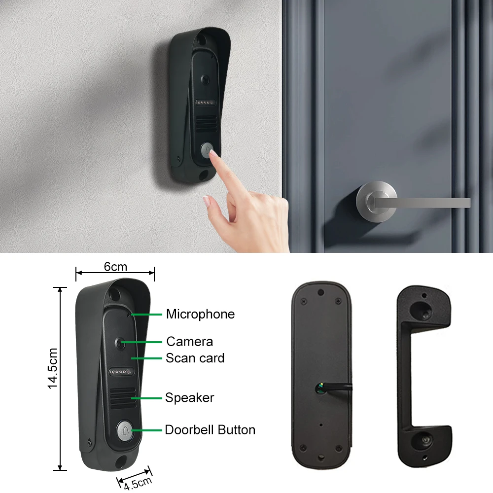 Multi-Kits Video Door Phone System 3pcs 7 Inch Screen and 2  Doorbell Intercom Unlock Night Vision for Villa Apartment