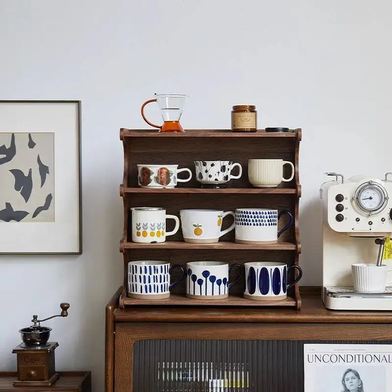 Walnut Shelf Mark Cup Storage Rack Table Coffee Cup Multi-layer Rack Perfume Figure Ornament Display Rack