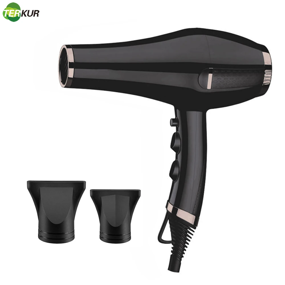 Professional Hair Dryer Powerful Hot and Cold Wind Salon Blow  Multifunction 6 Gears Eletric Blower with 2Collecting Nozzle