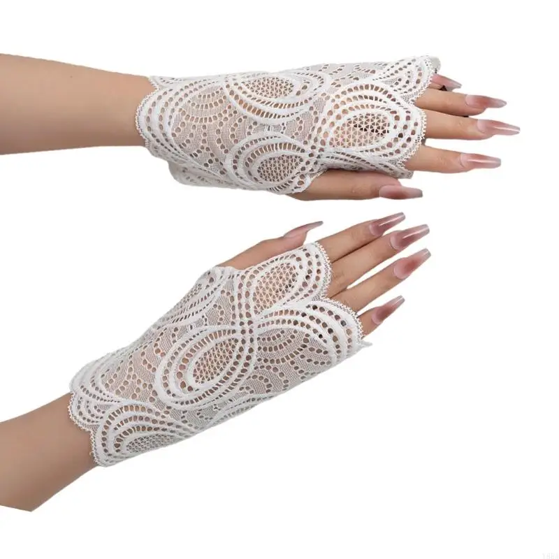 Y88A Lace Armband Hand Covers Comfortable Wrist Length Decorative Cuff Sleeves For Female Office Party and Leisure Outfits