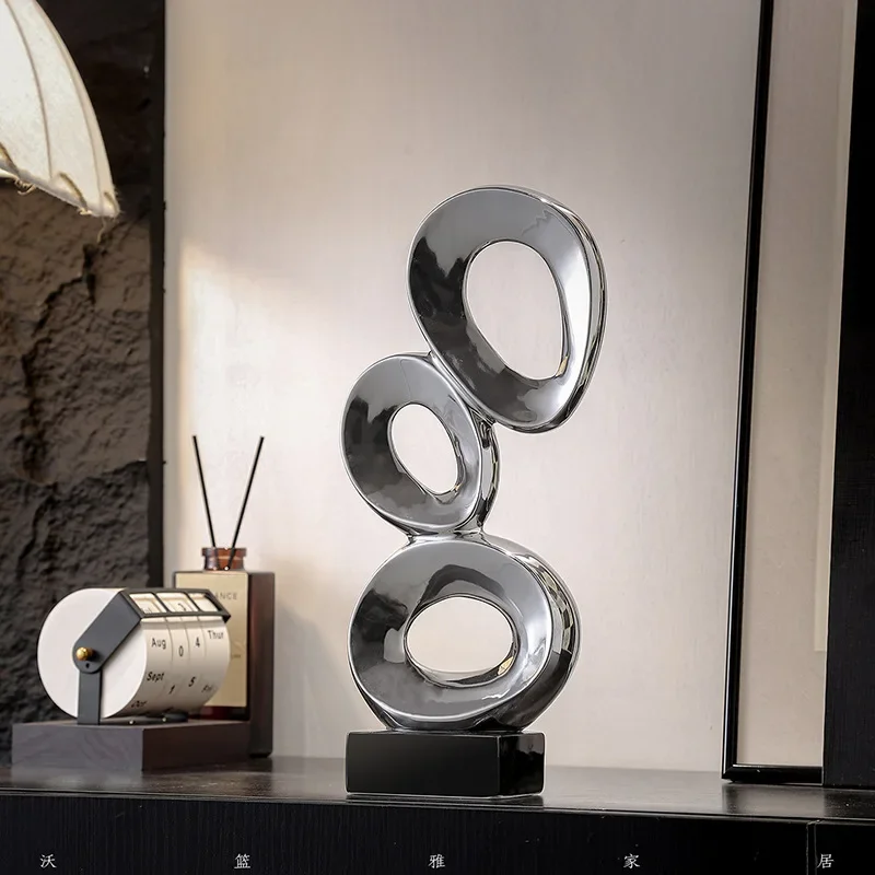 Ceramic Handicrafts Recessed Pebble Sculpture Gold Geometric Ornaments Stacked Stone Sculpture Home Decoration Accessories