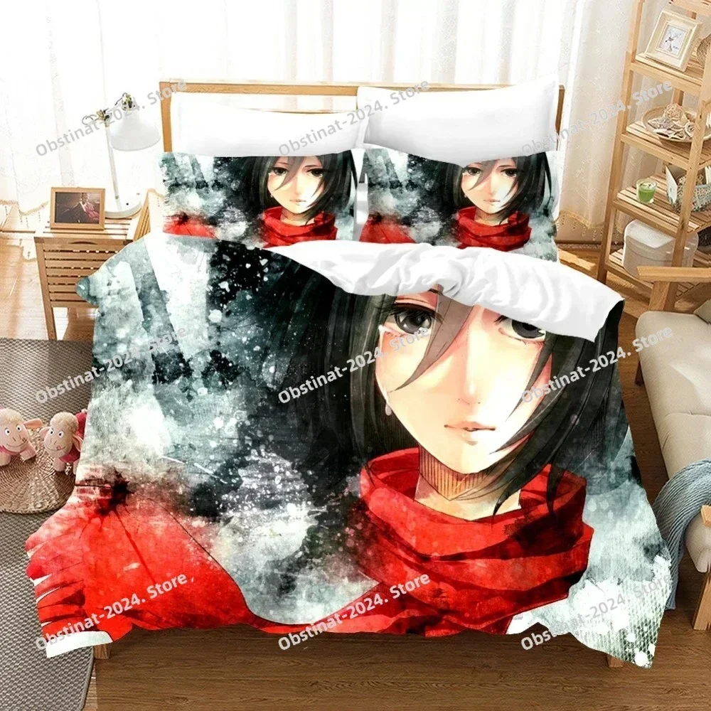 3D Attack On Titan AOT Bedding Set Anime Levi Print single Comforter Quilt Duvet Cover Pillow Case 3 Pieces Sets Kids Adult Size