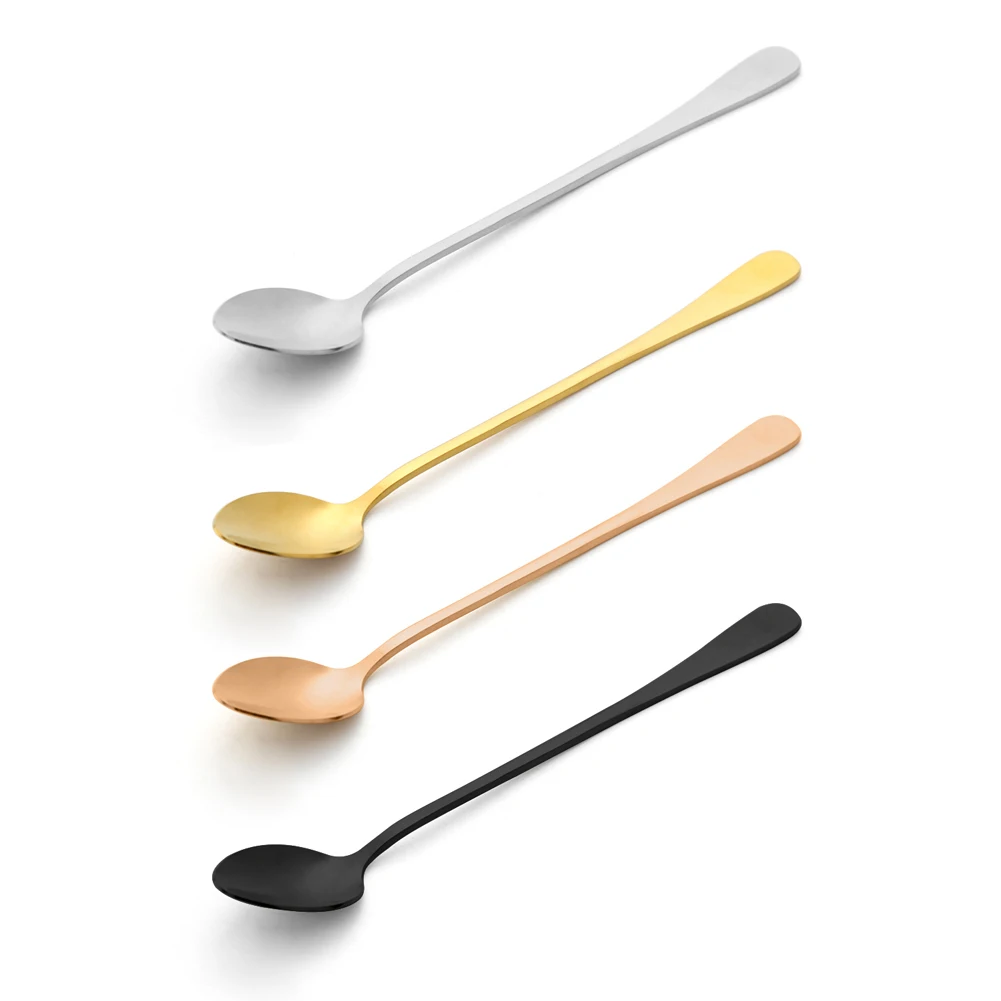 Stainless Steel Long Handle Coffee Tea Spoons Stirring Ice Spoon Home Tableware