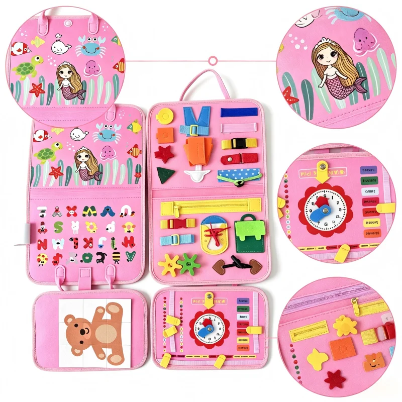 Preschool Busy Activity Book, Boost Fine Motor Skills & Sensory Development, Interactive Educational Play Toy