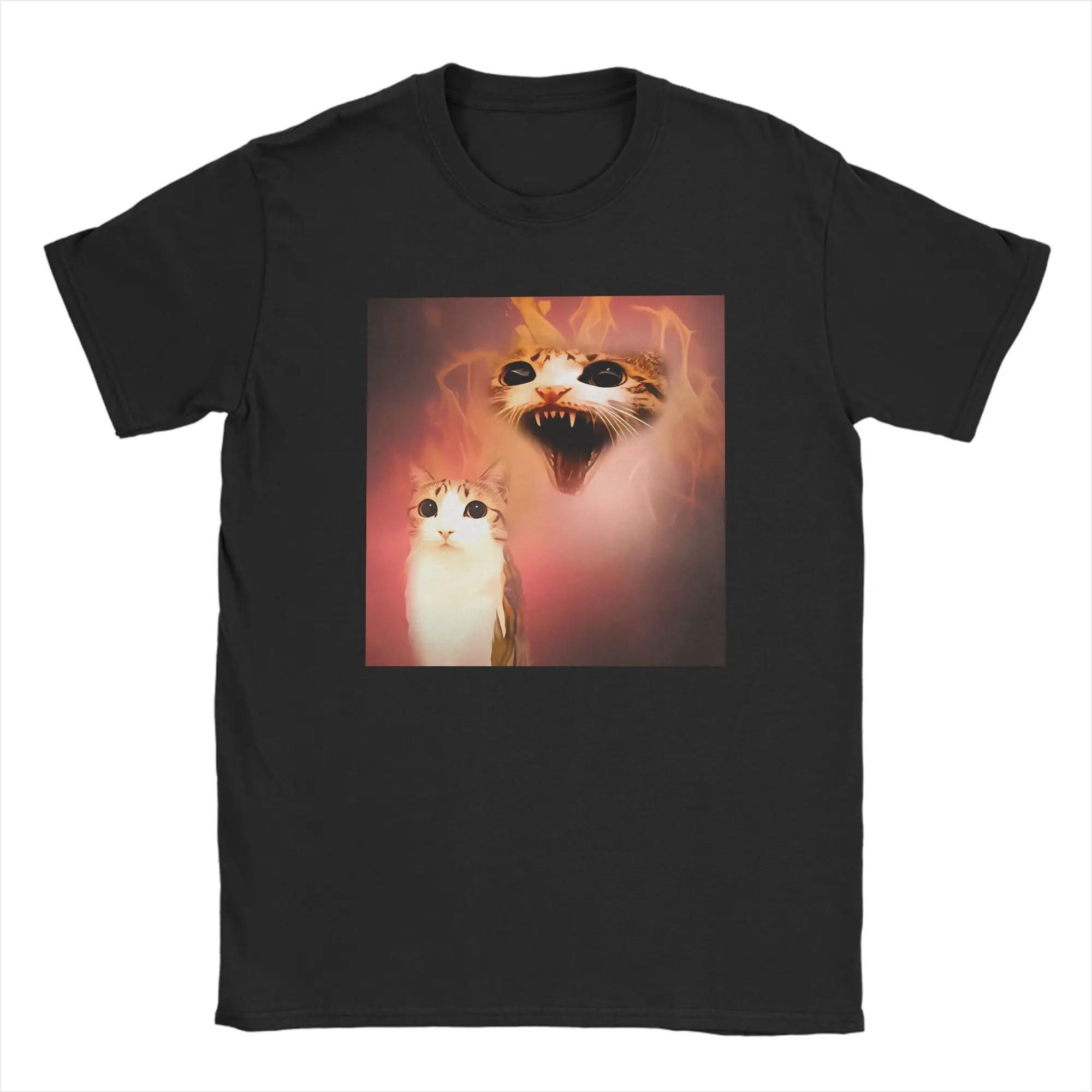 

Owl Cat Angry Meme T-Shirt Men Fun Pure Cotton Tee Shirt Crewneck Short Sleeve T Shirt Adult Clothes