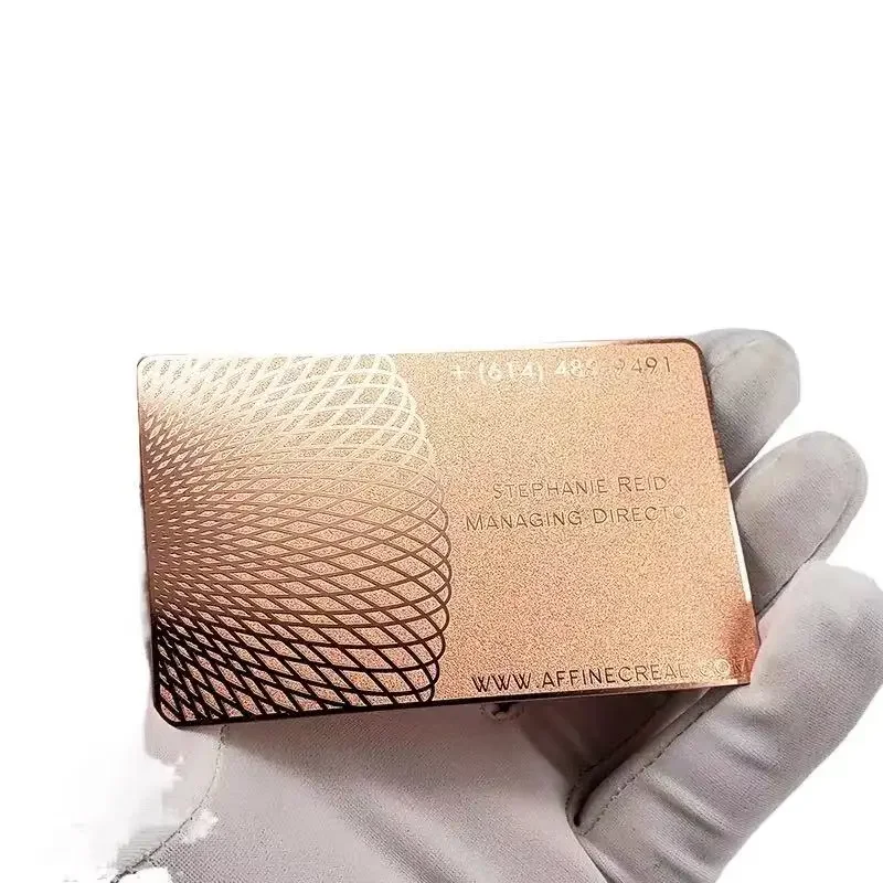 

China Factory Price Low Moqs Hot Custom Frosted Embossed Printed Metal Business Card Elegant Rose Gold VIP Card