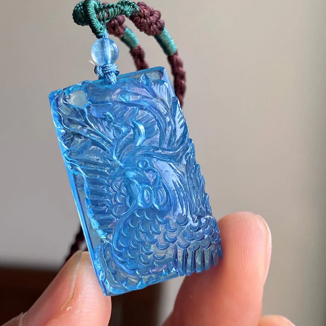 

Кулон из натурального синего аквамарина, синий аквамарин, Бразилия, Феникс, 33*21*9 мм, женские модные украшения AAAAAA