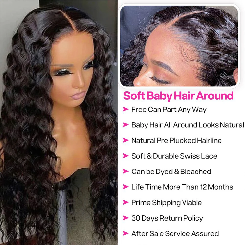 360 HD Full Lace Frontal Wigs Human Hair 200 Density Natural Colored Deep Curly Wave Lace Front Wigs 50 52 Inch Long Remy Hair