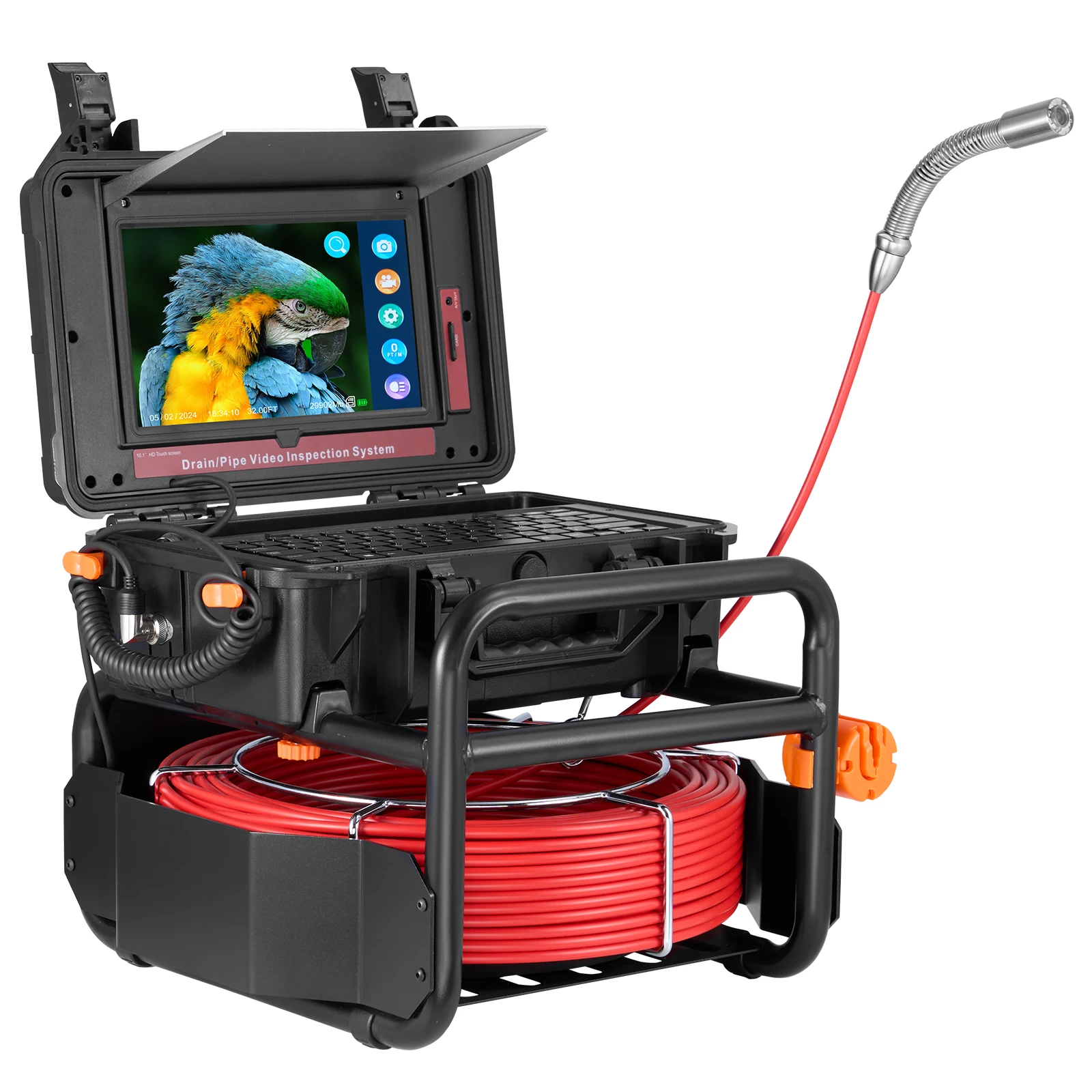 SucceBuy Telecamera per ispezione tubi Telecamera per scarico fognario autolivellante 50M/100M con touchscreen da 10,1" Telecamera per tubi idraulici a serpente IP67