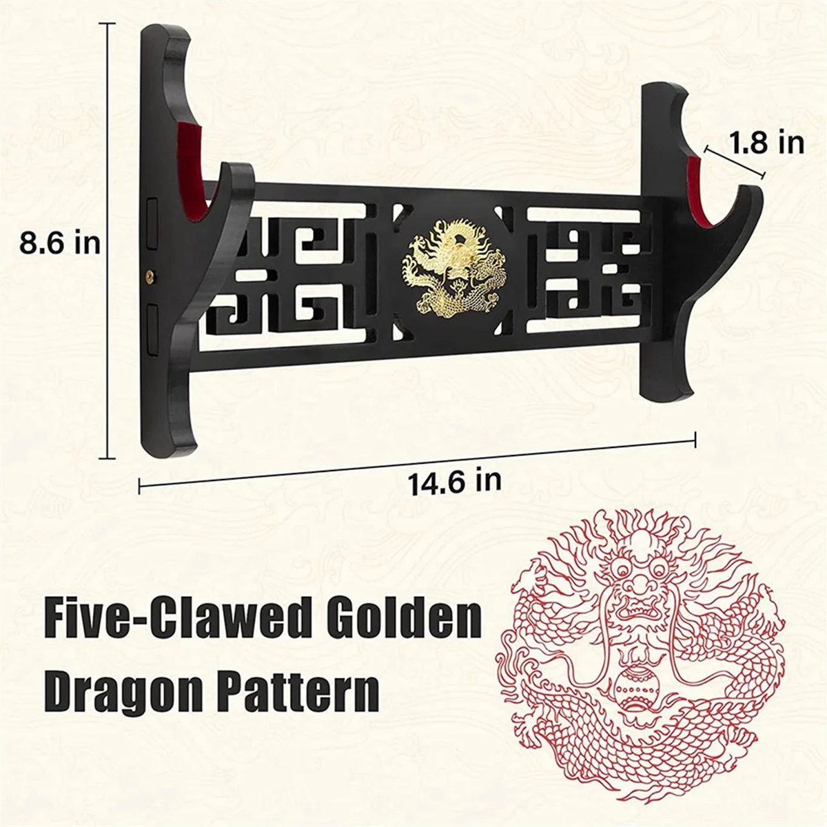 B23B Legendary Creatures Sword Wall Mount Hook Katana Holder Display Hanger for Tanto Samurai Lightsaber Weapon Stand,1 Tier