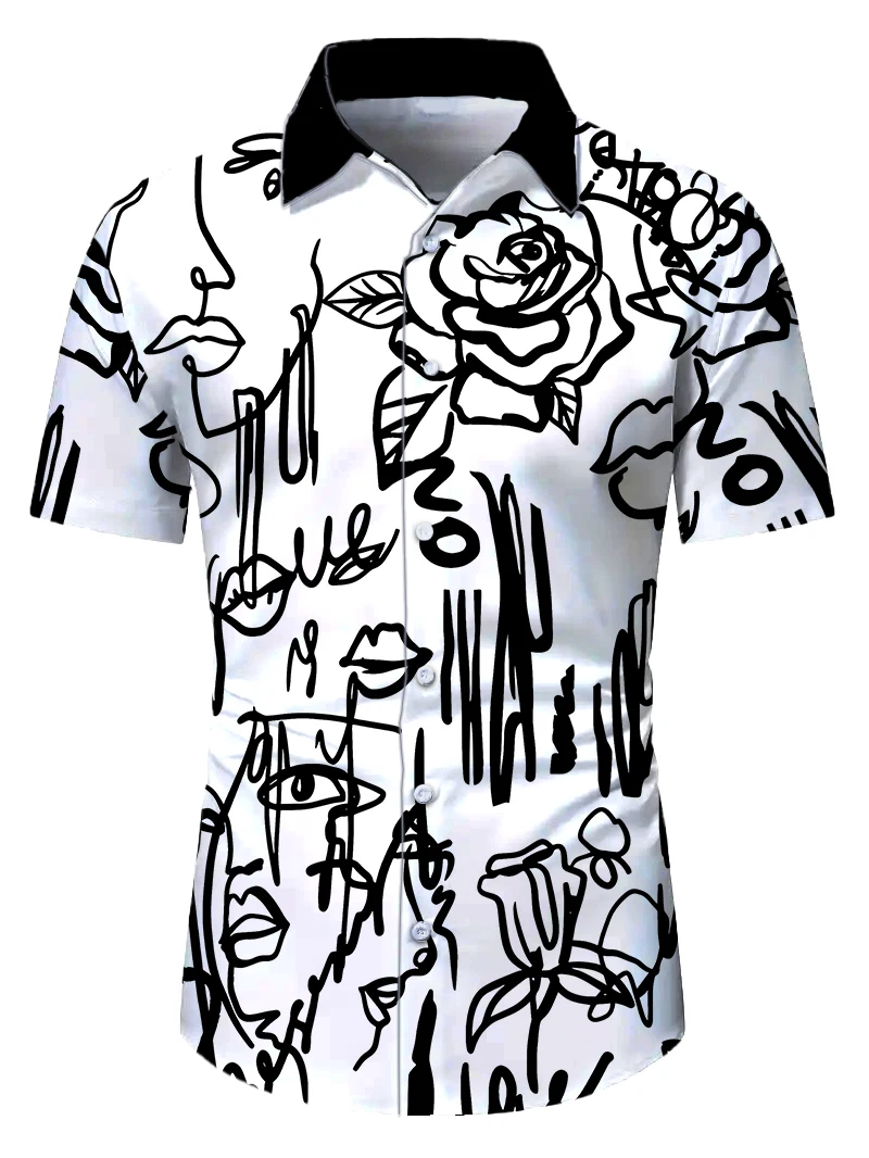 

Мужская повседневная рубашка на пуговицах Рубашка с коротким рукавом Повседневная отпускная летняя водолазка Рубашка на пуговицах Рубашка с 3D 3D принтом Bl