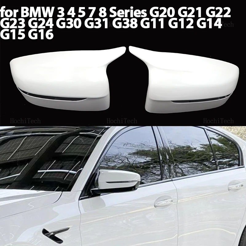 

White Rearview Mirror Cap Wing Side Mirror Cover Fit For BMW 3 4 5 7 8 Series G11 G12 G14 G15 G16 G22 G23 G24 G30 G38 G20 G28