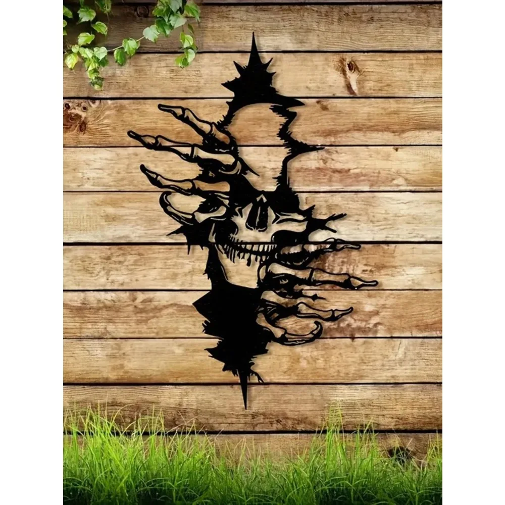 

Skull Metal Wall Art Gothic Home Decor Spooky Halloween Indoor Sculpture