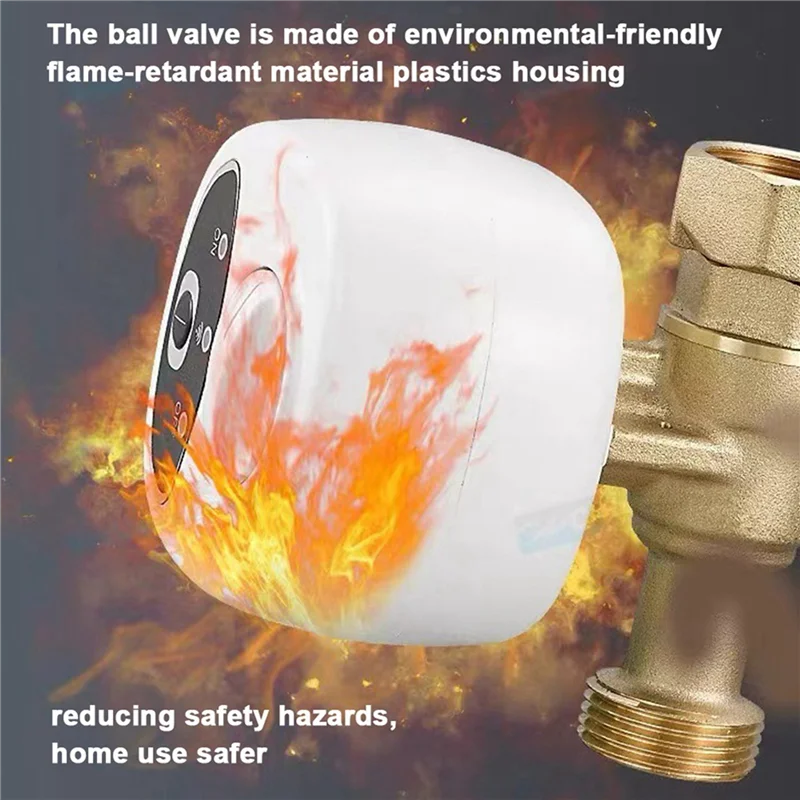 【Buy Now】2X Wifi Intelligent Ball Valve Automatic Water Shut-Off Valve Support APP Control/Water Leakage Alarm EU(B)