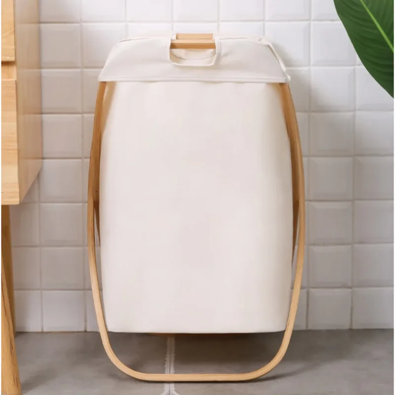 

Laundry Bin Nordic Simple Laundry Basket Bamboo Fabric Laundry Bag Folding Design Storage Basket Comfortable And Breathable