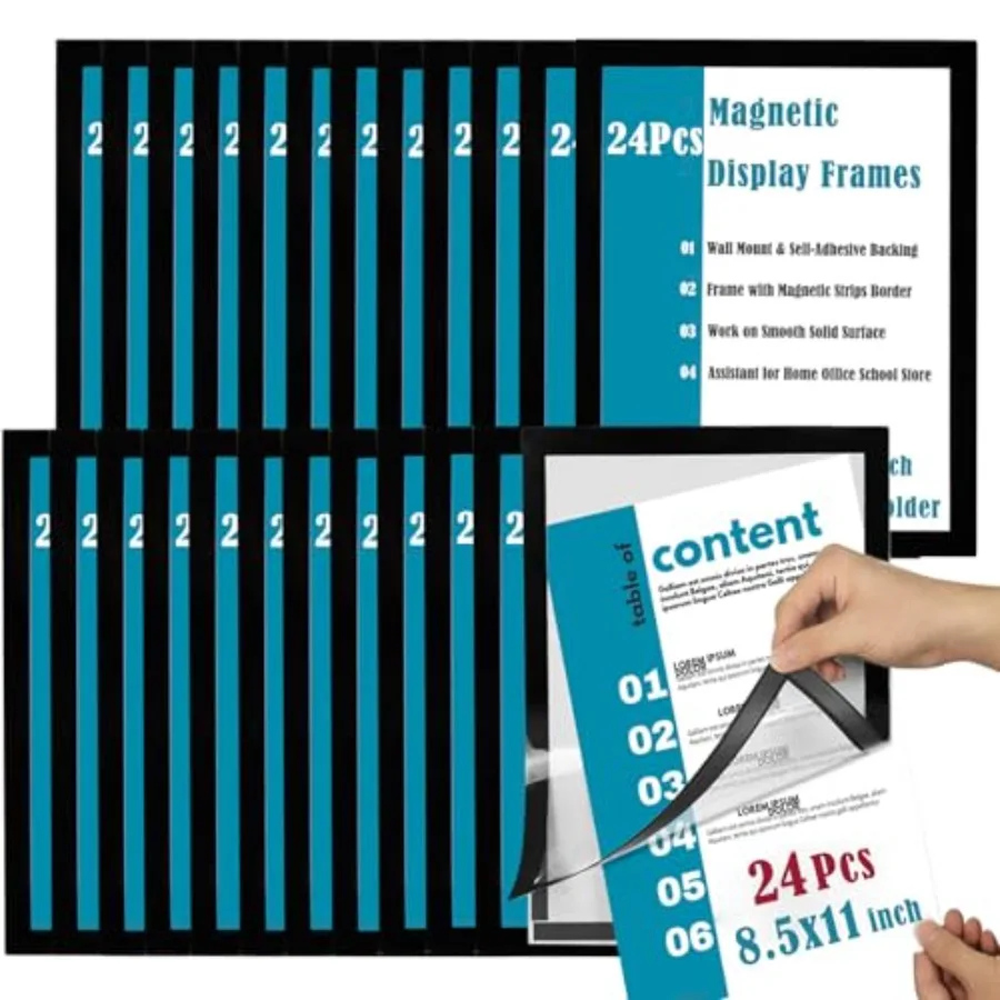

8.5x11 Magnetic Sign Holder Wall MountSelf-Adhesive Plastic Display Frames Clear PVC Sign Holder with Magnet Strip Border for W