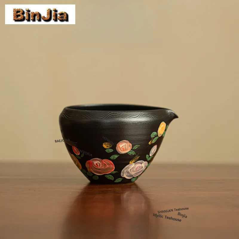 

175ml Hand-painted Rose Tea Pitcher Pour Tea Cha Hai Dispenser Household Justice Cup Puer Fair Mug For Tea Ornaments Supplies