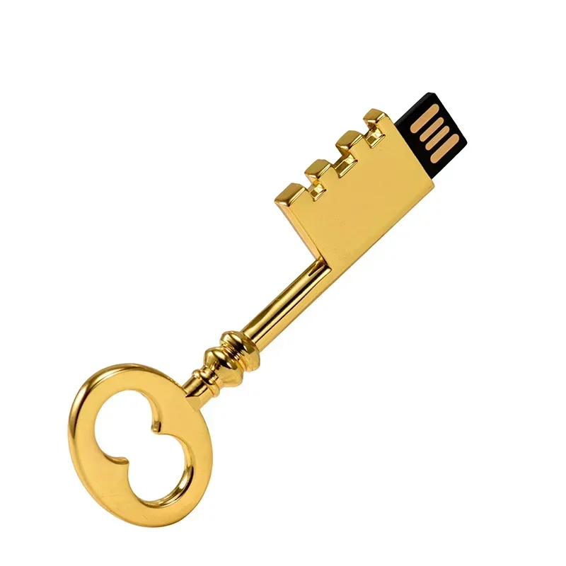 Gift Metal Key High-speed USB Flash Drives Real Capacity Gold Pen Drive Rose Gold Memory Stick 64GB/32GB/16GB/8GB/4GB U Disk