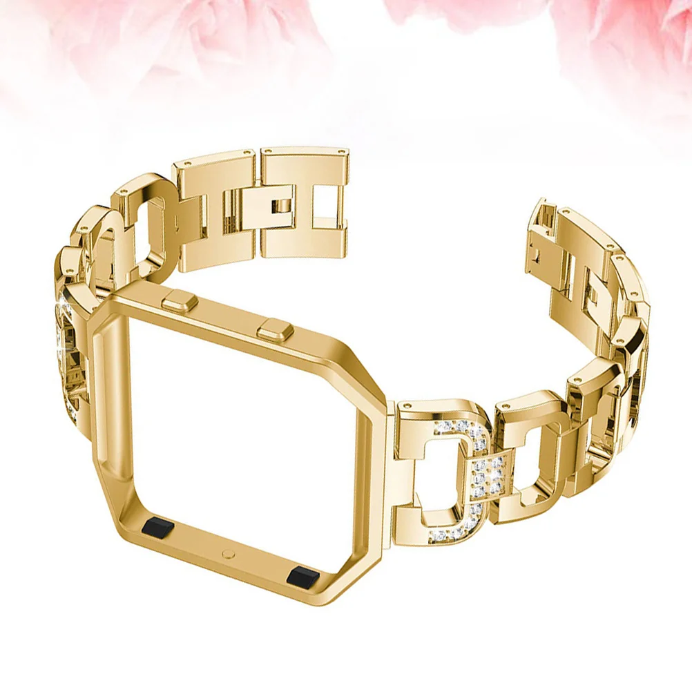 

Compatible Watch Band Stainless Steel D-Shape Rhinestone Smartwatch Strap Replacement Metal Band Comfortable Unisex