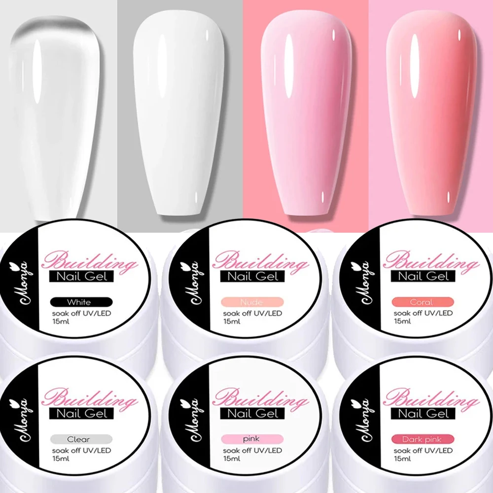 5/15ml Professional Nail Builder UV Gel Pink/Clear/White Solid Builder Extend Gel Non-Stick Hand Scupture Carving Poly Nail Gel