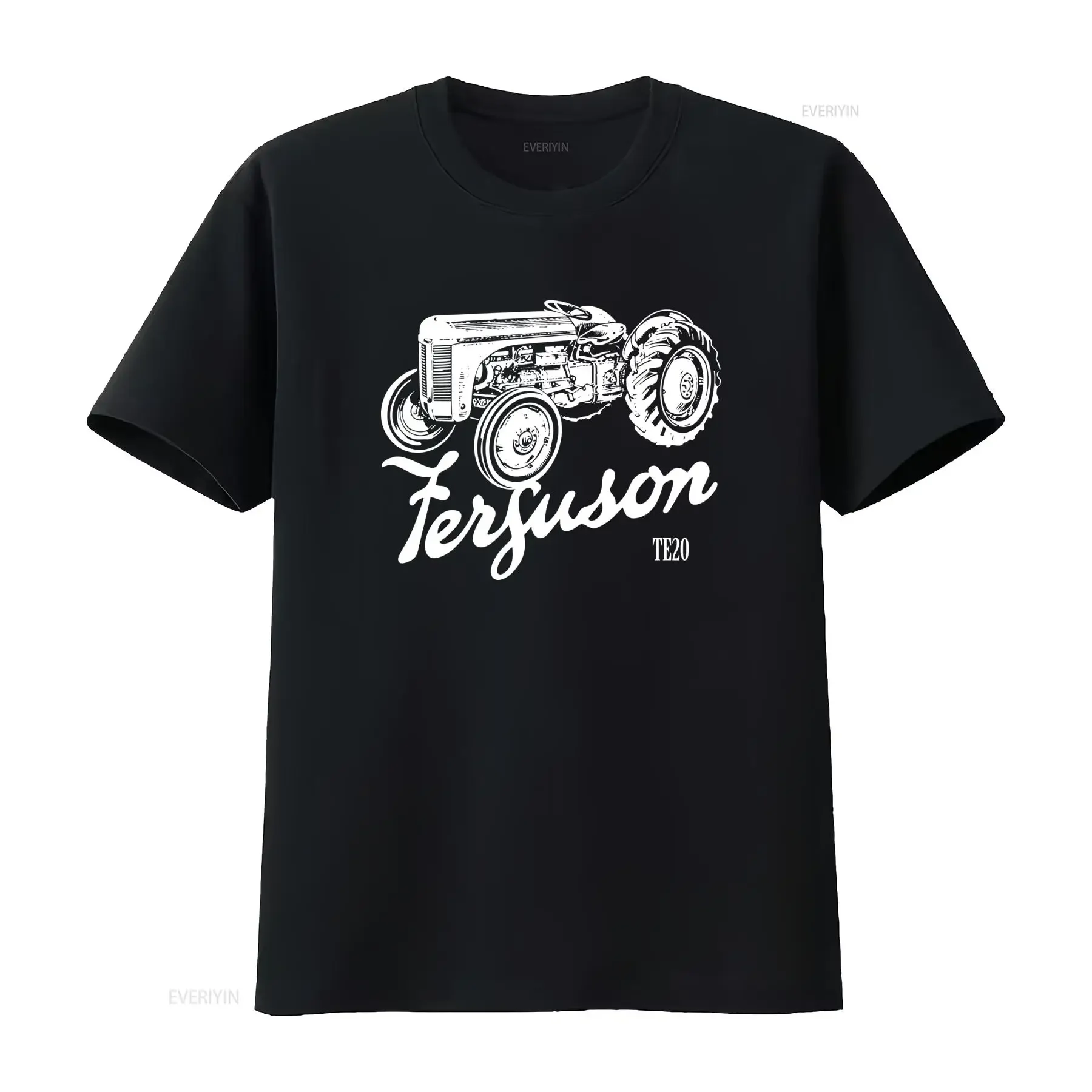 Men's Tall T Shirt Ferguson Te20 Tractor Logo Vintage Farming Design Soft Breathable with Iconic Black White Print Casual