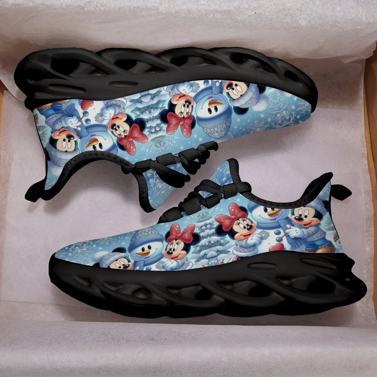 

Обувь для девочек, обувь с Микки Маусом, зимние повседневные кроссовки для детей, легкие универсальные теннисные кроссовки Disney с принтом Микки и Минни и снеговика