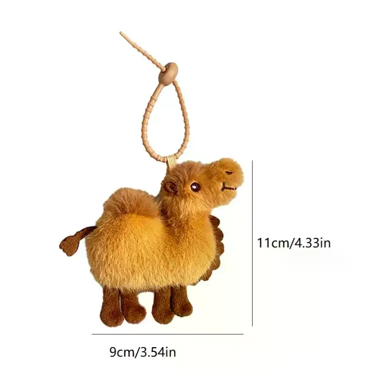 Porte-clés chameau en peluche, 1 pièce, joli Animal en peluche, pendentif de sac, décoration de sac d'école, breloque pour Couple, cordon de serrage