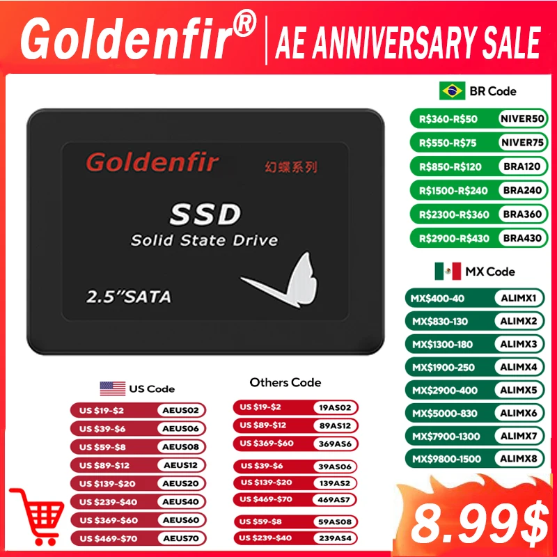 Goldenfir SSD 128gb 256gb 512gb hard disk faster then hdd hd for desktop laptop SSD 2.5inch