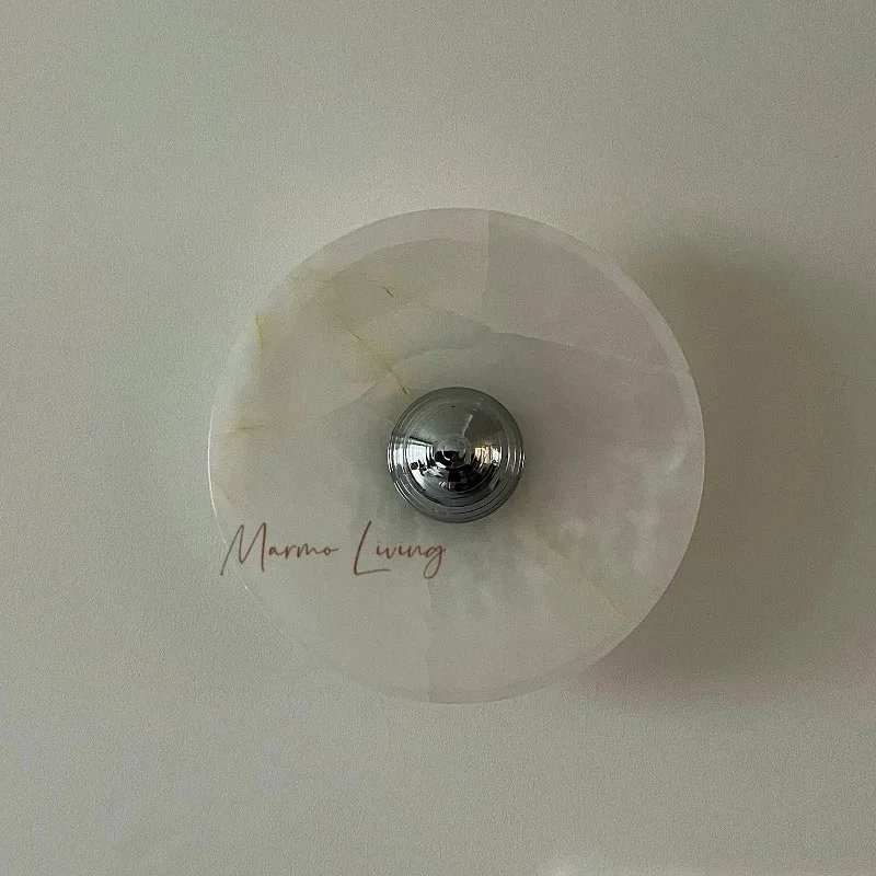 Natural Marble Wall Sconce, French Luxury Green Onyx Wall Lamp Rechargeable Bedside Lamp for Bedroom Living Room