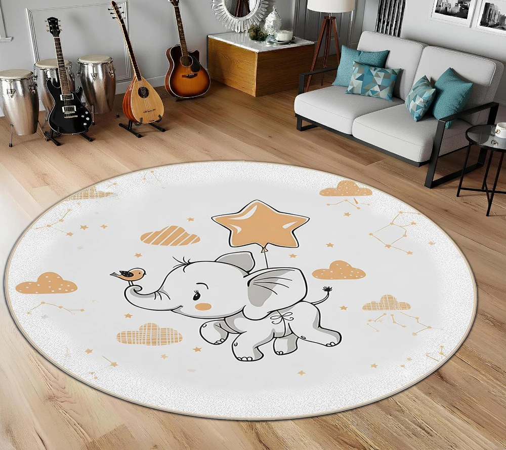 Vintage Moth Insect Botanical graphics Round Rug living room study sofa area entryway dining room indoor decor Washable Rug