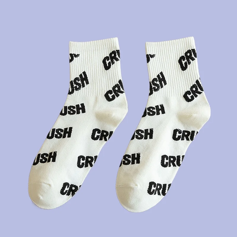 Chaussettes de dehors Décontractées pour Étudiant, Noir et Blanc, Style Japonais, Assorties avec Tout, Nouvelle Collection Printemps et Été, 3/6 Paires