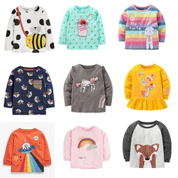 Little maven Girls Long Sleeve T Shirt 2024 Spring New Animal Print Baby Girls Tops Tees Shirts Cotton