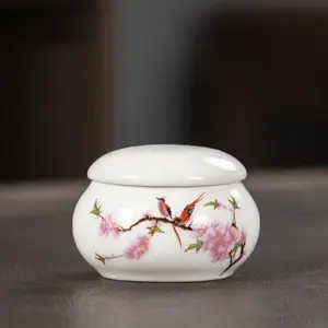 Mini Glaze Ceramic Jars Small Moisture-proof Powder Ointment Cans Waterproof Portable Nail Cup with Lid Household Storage