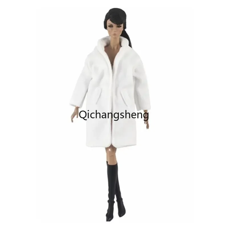 White Black Pink Khaki Parka Winter Jacket 1/6 BJD Doll Clothes for Barbie Outfits Long Coat 11.5\