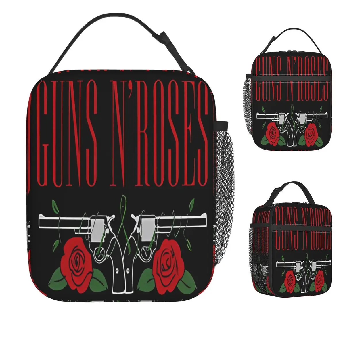 

Guns N Roses Graphic Print Lunch Bag Beach Lunch Box For Unisex Leisure Custom Thermal Tote Handbags Oxford Cooler Bag