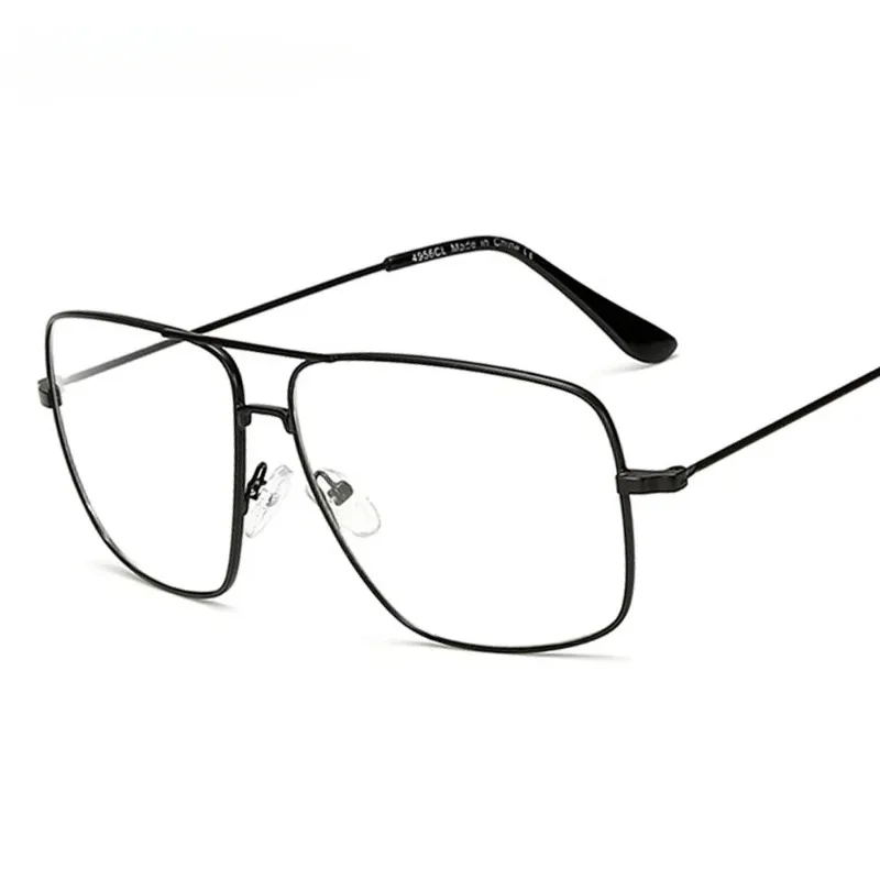 Lunettes de soleil Vintage à grande monture en métal, simples, rétro, plates, pour hommes et femmes, classiques, simples, Lentes