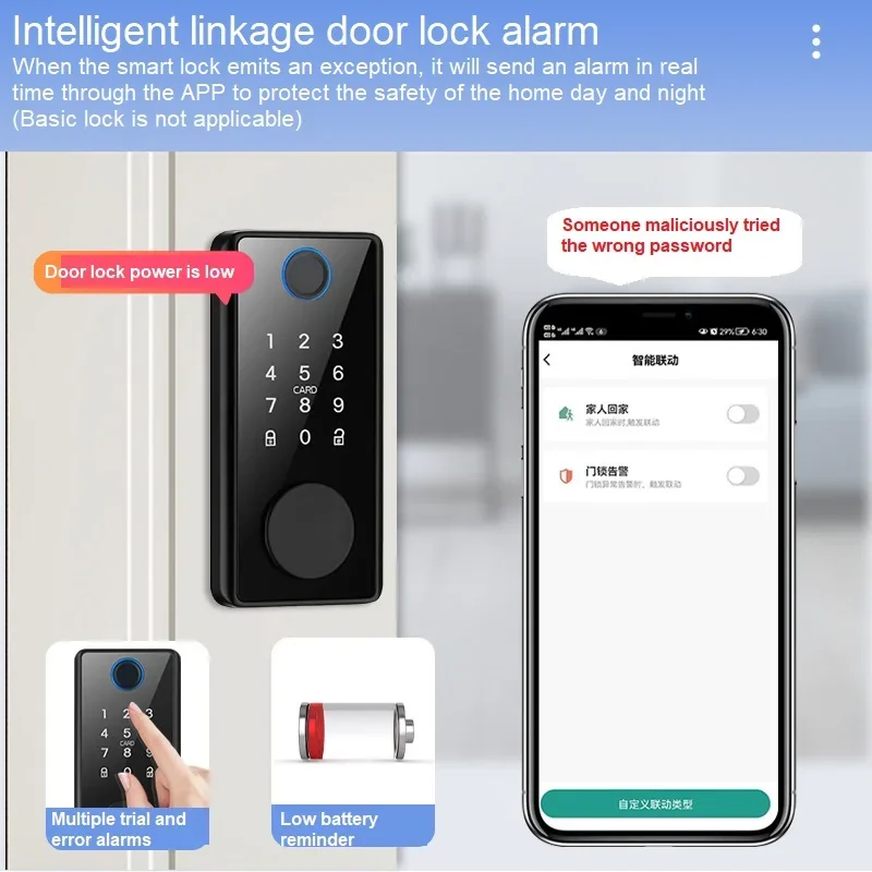 Imagem -05 - Tuya Smart Door Lock Ttlock Deadbolt App Digital Impressão Digital Senha Cartão ic Nfc Teclado de Entrada sem Chave Fechaduras Eletrônicas