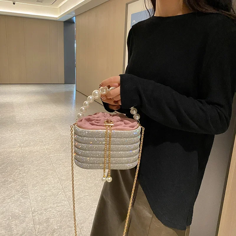 

Fairy Bag for Women, Single Shoulder, Crossbody Small Pearl Handbag, Fragrant Style for Banquet