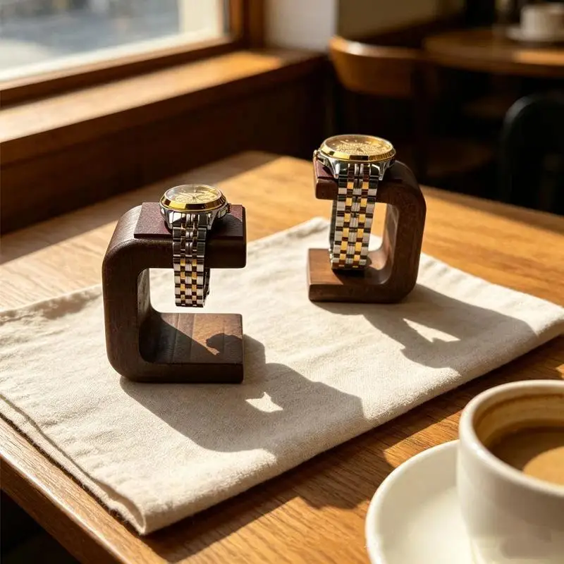 Decorative Solid Wooden Watch Holder Stand For Bracelet Ring And Watch Jewelry Collection Display Holder view 4