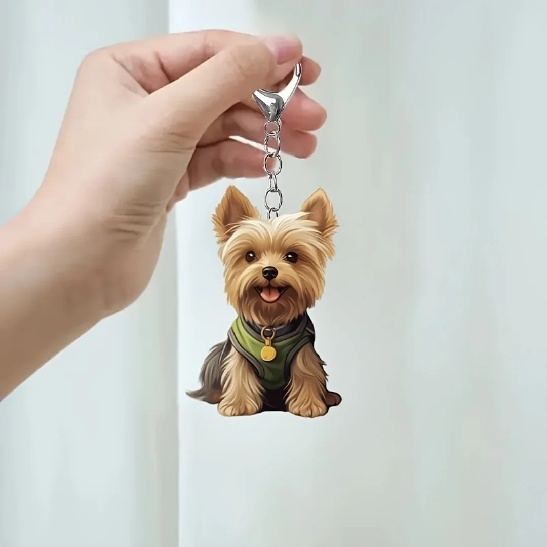 2Dヨークシャーテリアキーホルダーかわいいヨーキー犬ペンダント