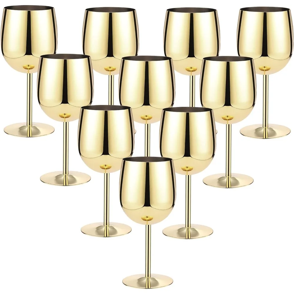 Juego de tazas de cristal para actividades al aire libre, paquete de 12 copas de vino de acero inoxidable, copas de vino irrompibles de Metal, vajilla para acampar de 12oz, Bar