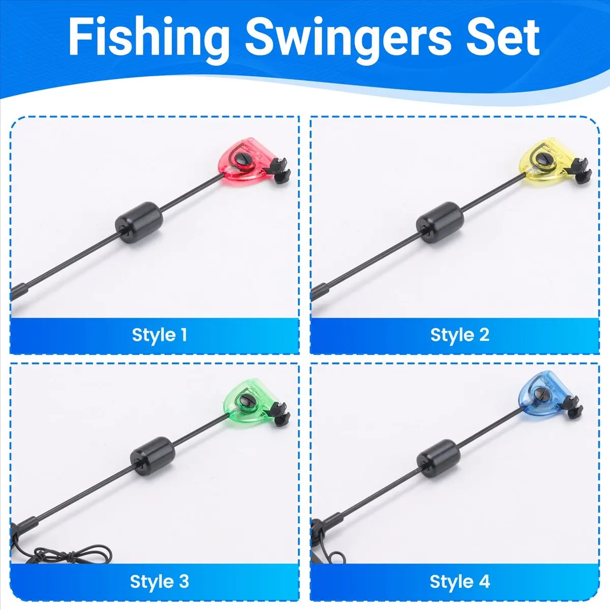 【CYBER MONDAY】4Pcs Fishing Swingers Set Fishing Bite Alarm Indicators Led Illuminated Swinger Carp Fishing Accessories