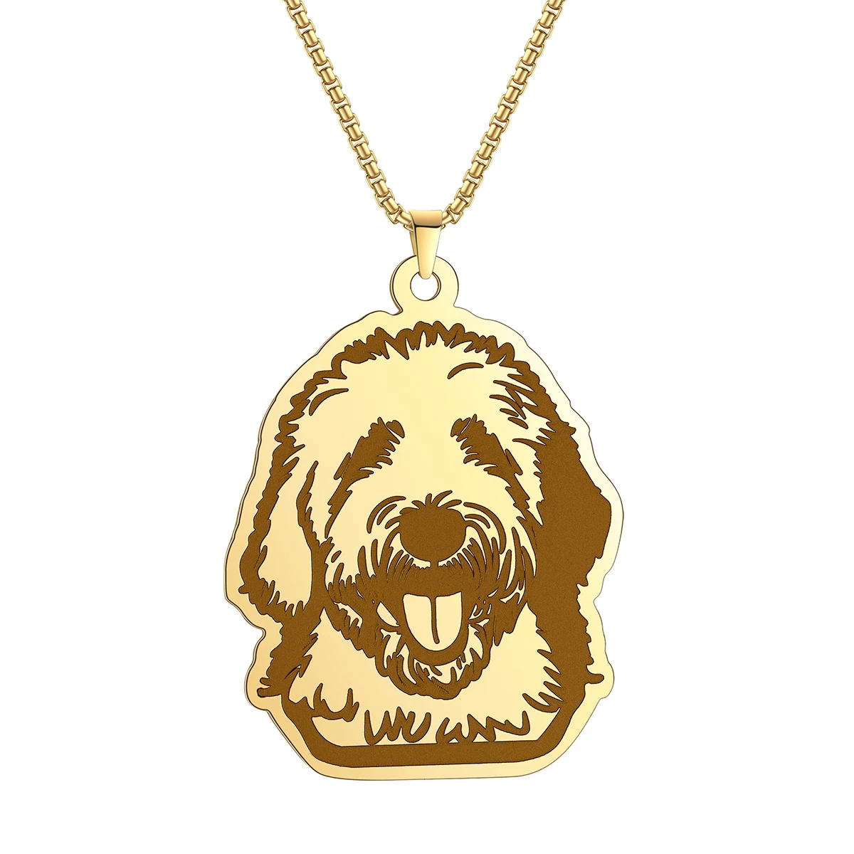 Old English Sheepdog Dog Cute Tag Cat Necklace Stainless Chain Alloy Does Not Fade With Small Bell