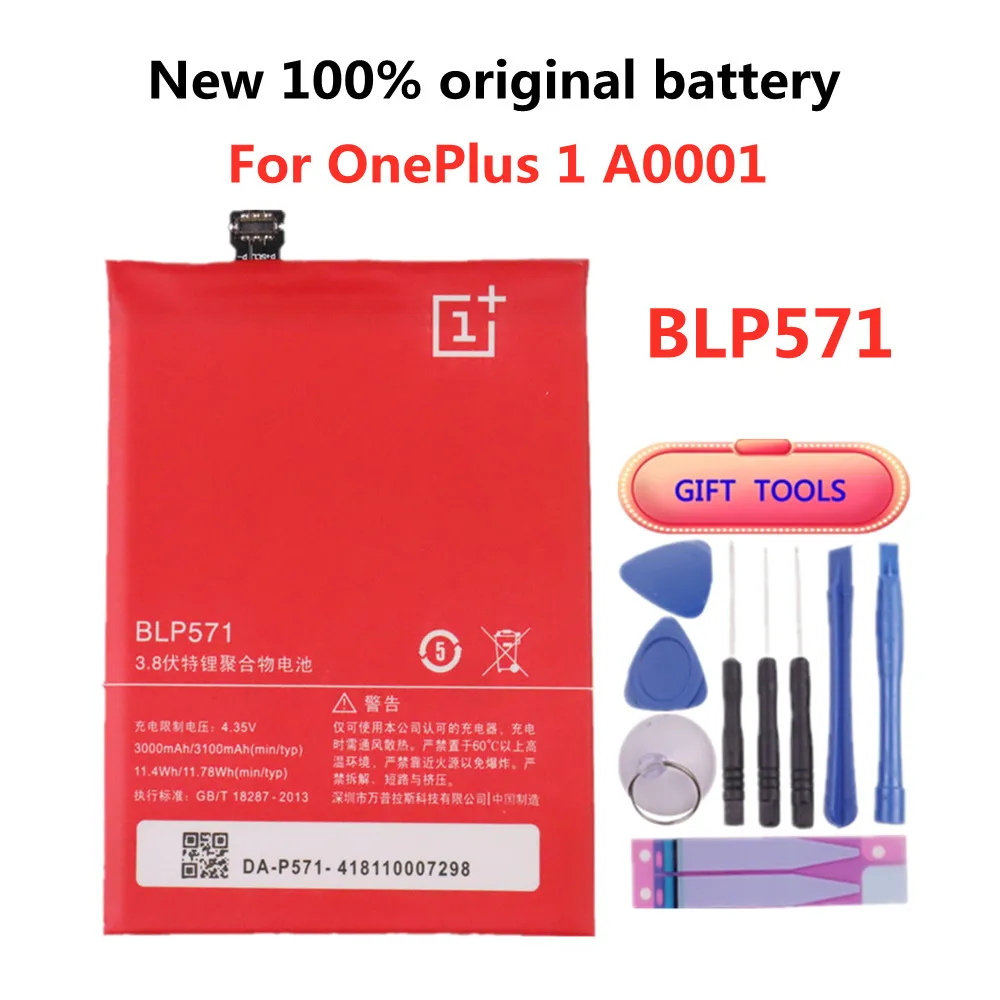 

Original BLP571 3100mAh Mobile Phone Battery For OnePlus 1 A0001 Replacement Batteries Batterie Bateria + Tools