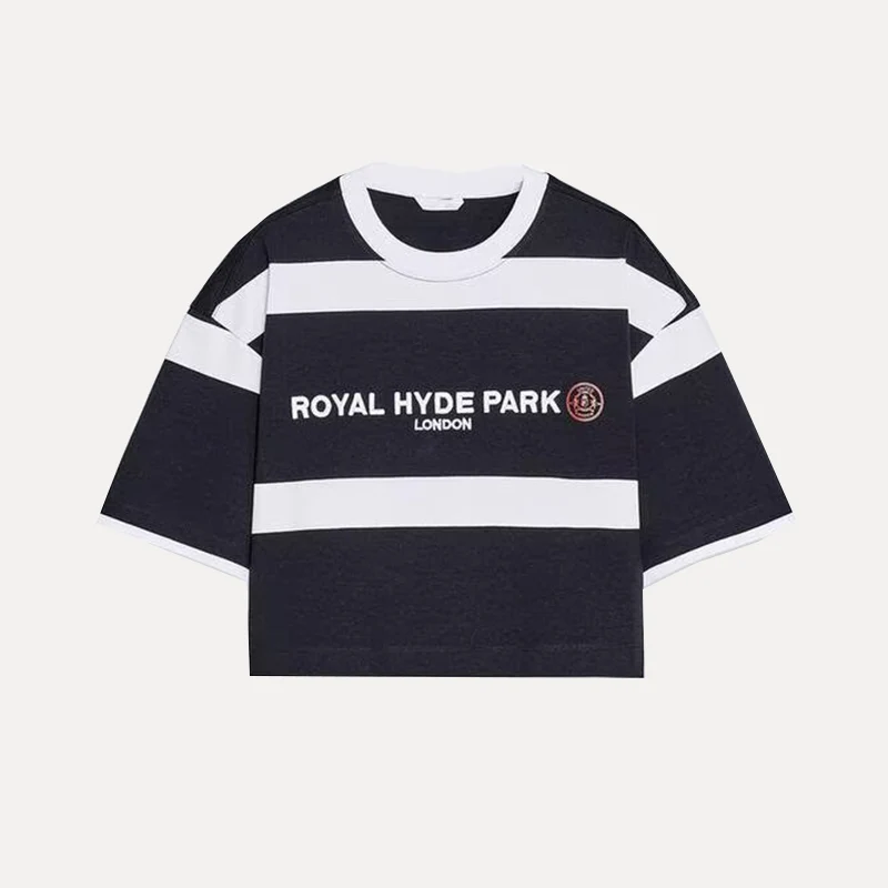 Cseta de Manga Corta a Rayas Bordada de Moda Femenina Primavera 2025, Estilo Urbano, Fibra de Poliéster 00%, Nueva Llegada