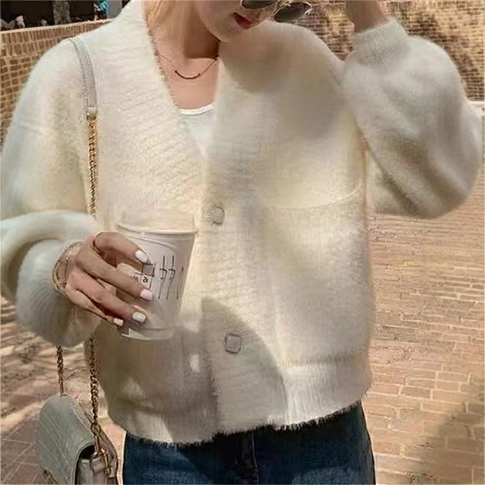 

UNIKTEE Women's Long Sleeve Cardigan V-Neck Solid Color Casual Fashion Comfortable Autumn Winter Opening Shirt