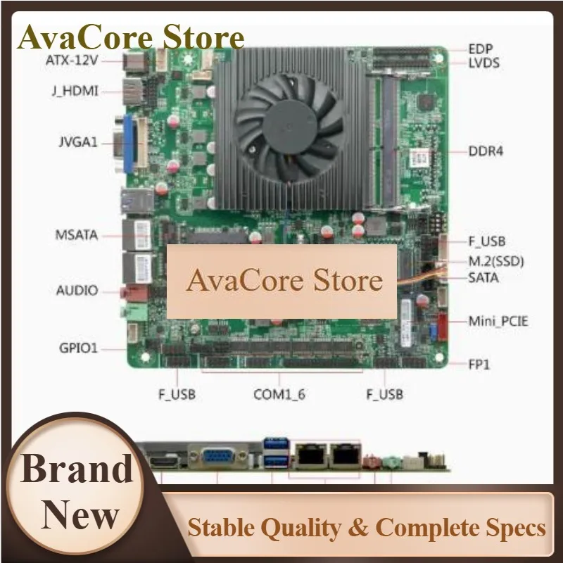 AvaCorei7-8565u Mini-ITX Motherboard 8th Core Intel CPU IPC SBC Embedded Ultra-thin Mainboard With 6COM 2LAN DC12V DDR4 6USB LVD