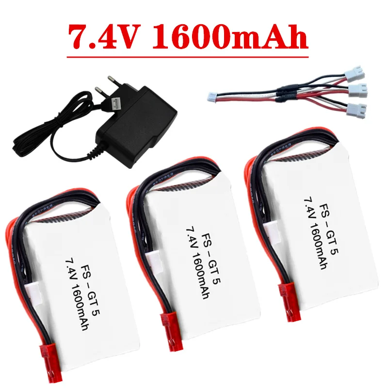 7.4V 1600mAh lipo Battery + Charger For Flysky FS-GT5 Transmitter RC Models Parts Toys Accessories For MC6C MCE7 7.4v Battery