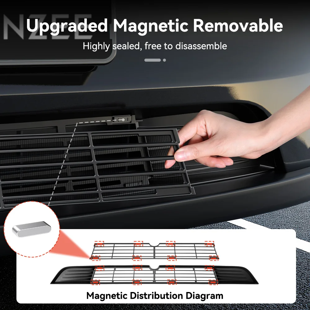 ฝาครอบแม่เหล็กกันแมลงสำหรับกระจังหน้ารถยนต์เทสล่า รุ่นจูนิเปอร์ ป้องกันการกัดกร่อน ทำจากอะลูมิเนียม อุปกรณ์ตกแต่งรถยนต์