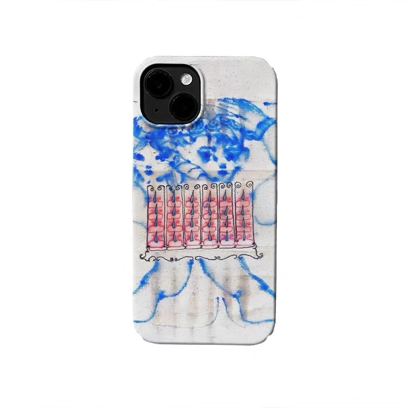 

Ins Blue Spray Painting Art Phone Case for IPHONE 17 Air 16E 15 PROMAX 14 Plus 13 12 MINI 11 PRO 16Plus XR Acrylic Phone Cover